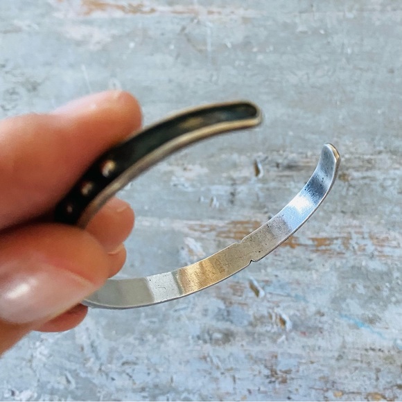 ♥️ Native American ♥️ Vintage Sterling Silver & Turquoise Stacker Cuff - Picture 11 of 16